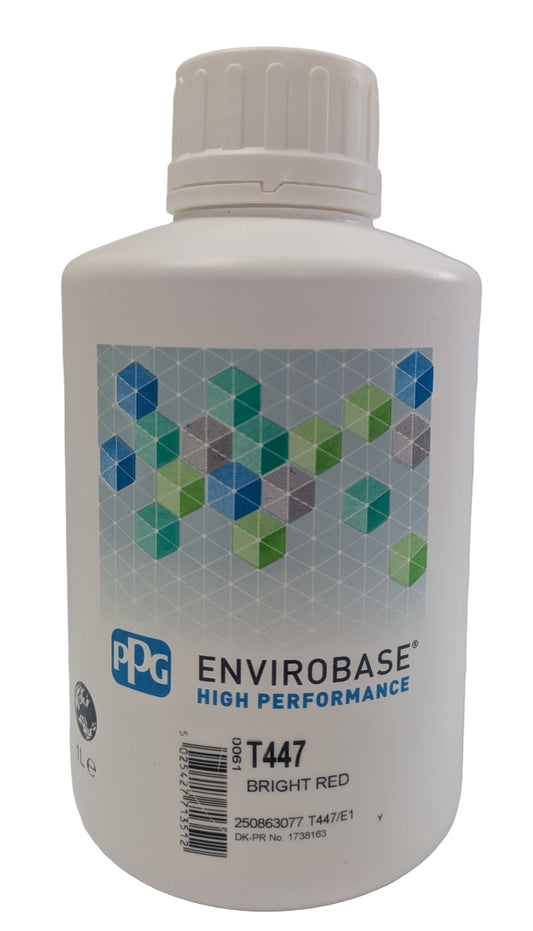 PPG T447 Bright Red Envirobase High Performance Automotive Paint Tint - 1 Liter