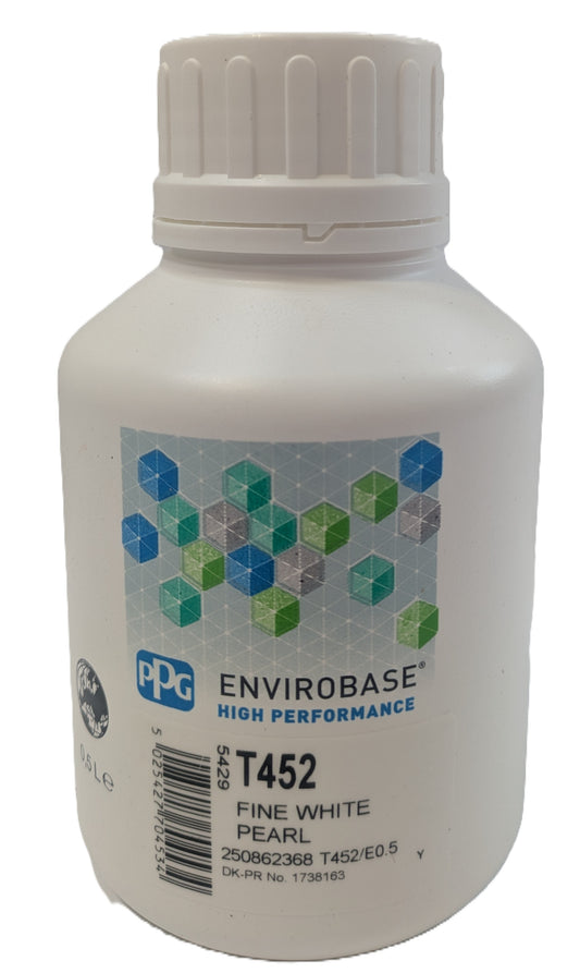 PPG T452 Fine White Pearl Envirobase High Performance Automotive Paint Tint - 0.5 L
