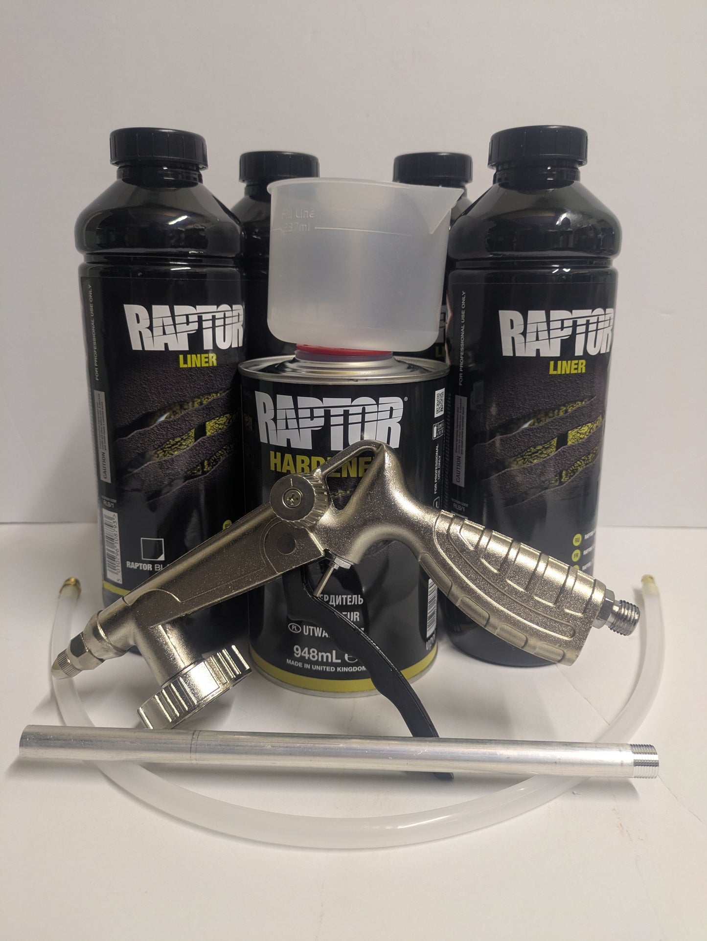 3.8ltr (1 gallon) Upol Black Raptor Kit With Spray Gun
