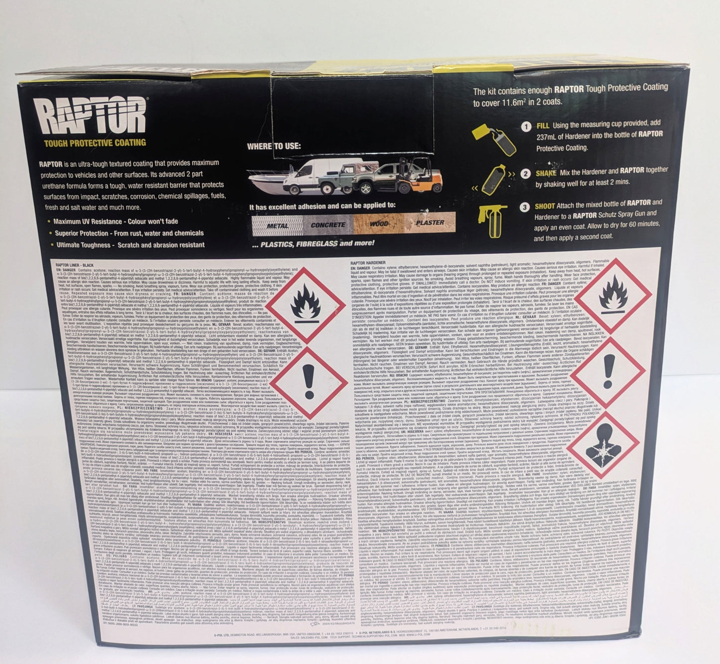 3.8ltr (1 gallon) Upol Black Raptor Kit