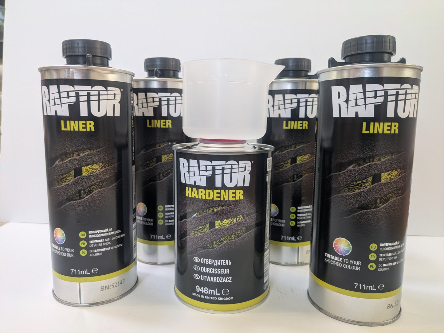 3.8ltr (1 gallon) Upol Tintable Raptor Kit With Spray Gun